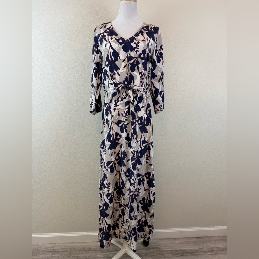 Anthropologie Kachel 100%‎ Silk Floral Maxi Dress with Belt Size 8